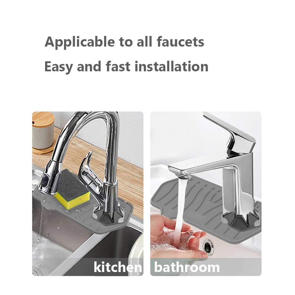 Silicone Drain Pad Countertop Protector Water Splash Catcher Mats Double-sided Faucet Splash Guard Tray Bathroom Kitchen Gadgets