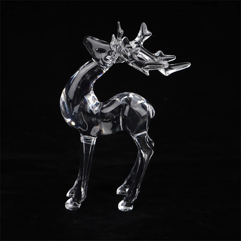 1Pc Crystal Deer Figurines Desktop Ornament Room Decor Transparent Elk Reindeer Sculpture Home Office Decoration