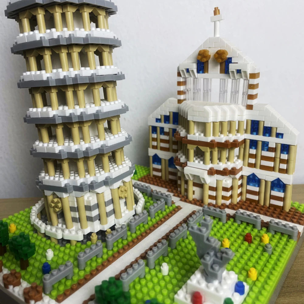 Leaning Tower of Pisa Micro Mini Building Blocks Toys-Cubicle and Home Décor,Historical Enthusiasts'Collectible,Educational