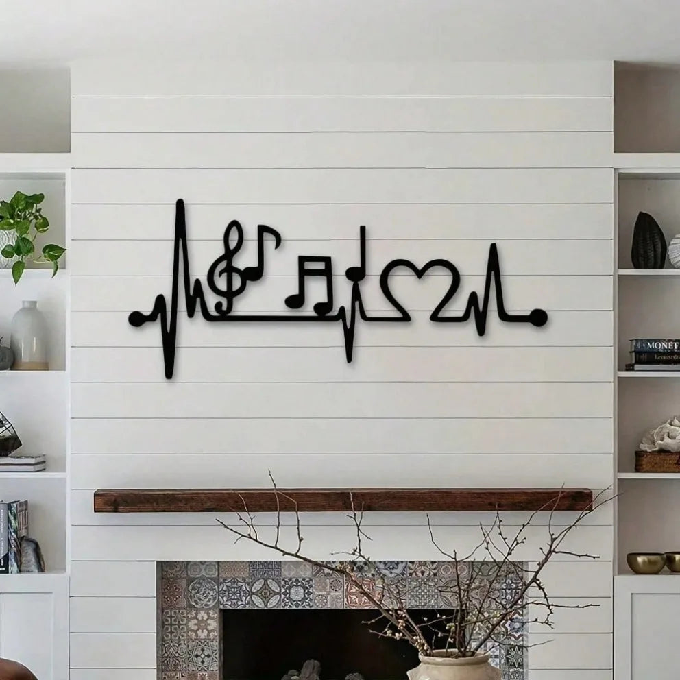 Music & Love Metal Wall Art - Couple-Themed Decor for Indoor/Outdoor Use. Ideal Anniversary Gift for room, or Dining Room.