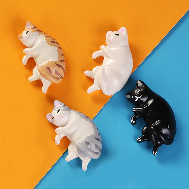 6pcs Kawaii Resin Mini Sleeping Cat Mini Figures Miniature Things Statues Dollhouse Room Home Decor Items Desk Accessories