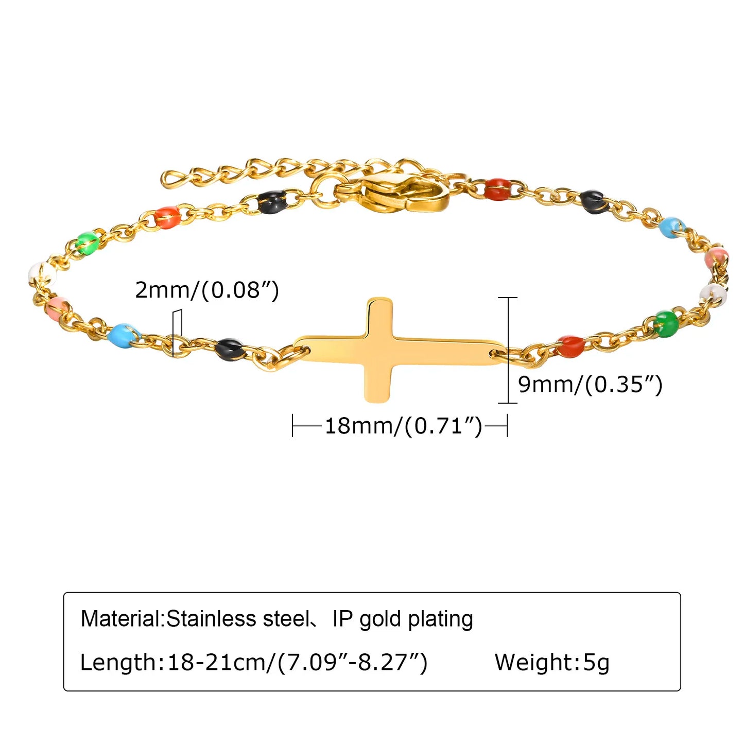 316L Stainless Steel Cross Bracelet for Women, Adjustable Chain Religious Christian Jewelry Daily Wear 2025 Trendy