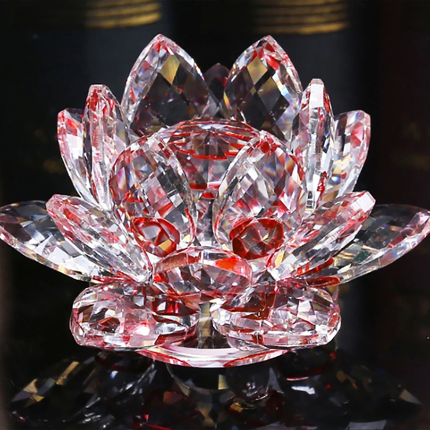 Crystal Lotus Flower Figurines Flower Crafts Glass Car Figurines for Tabletop Centerpiece Home Office