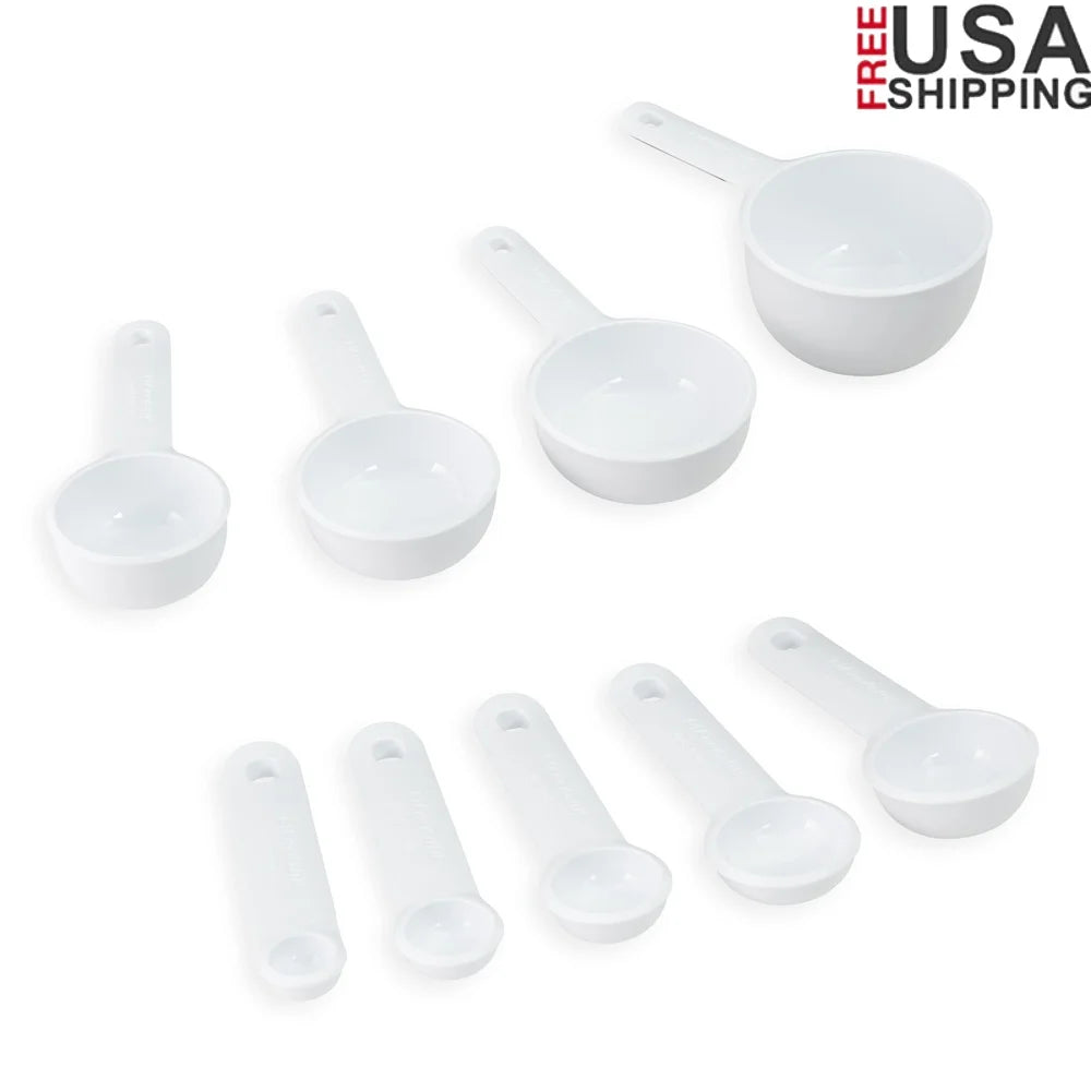 9 Piece Measuring Cups Spoon Set Soft Grip Easy Read Dishwasher Safe Kitchen Tools Wet Dry Ingredients Cooking Baking