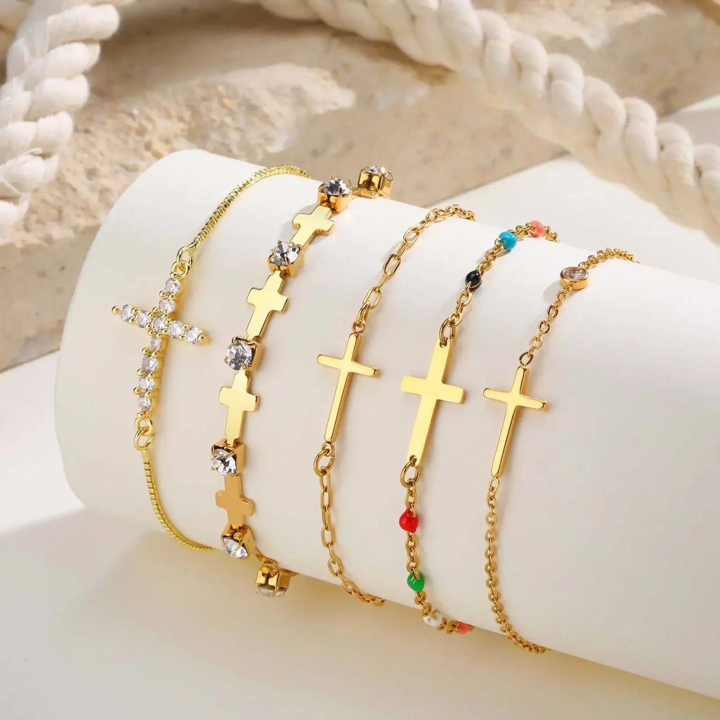 316L Stainless Steel Cross Bracelet for Women, Adjustable Chain Religious Christian Jewelry Daily Wear 2025 Trendy