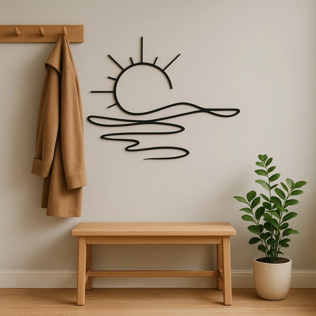 Modern Sunrise Iron Wall Art - Minimalist Metal Decor for Home & Office