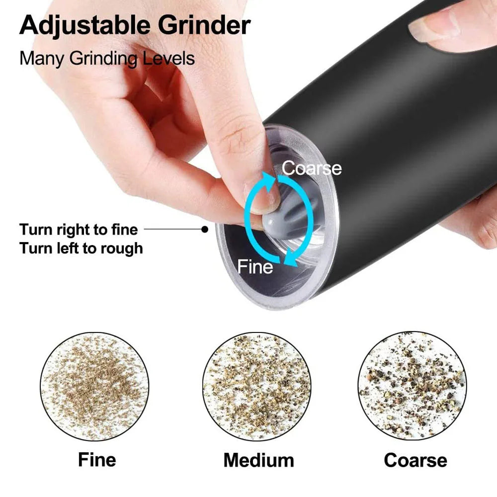 Winholder Gravity Electric Pepper and Salt Grinder Mill Adjustable Coarseness Battery Powered with Blue LED Light
