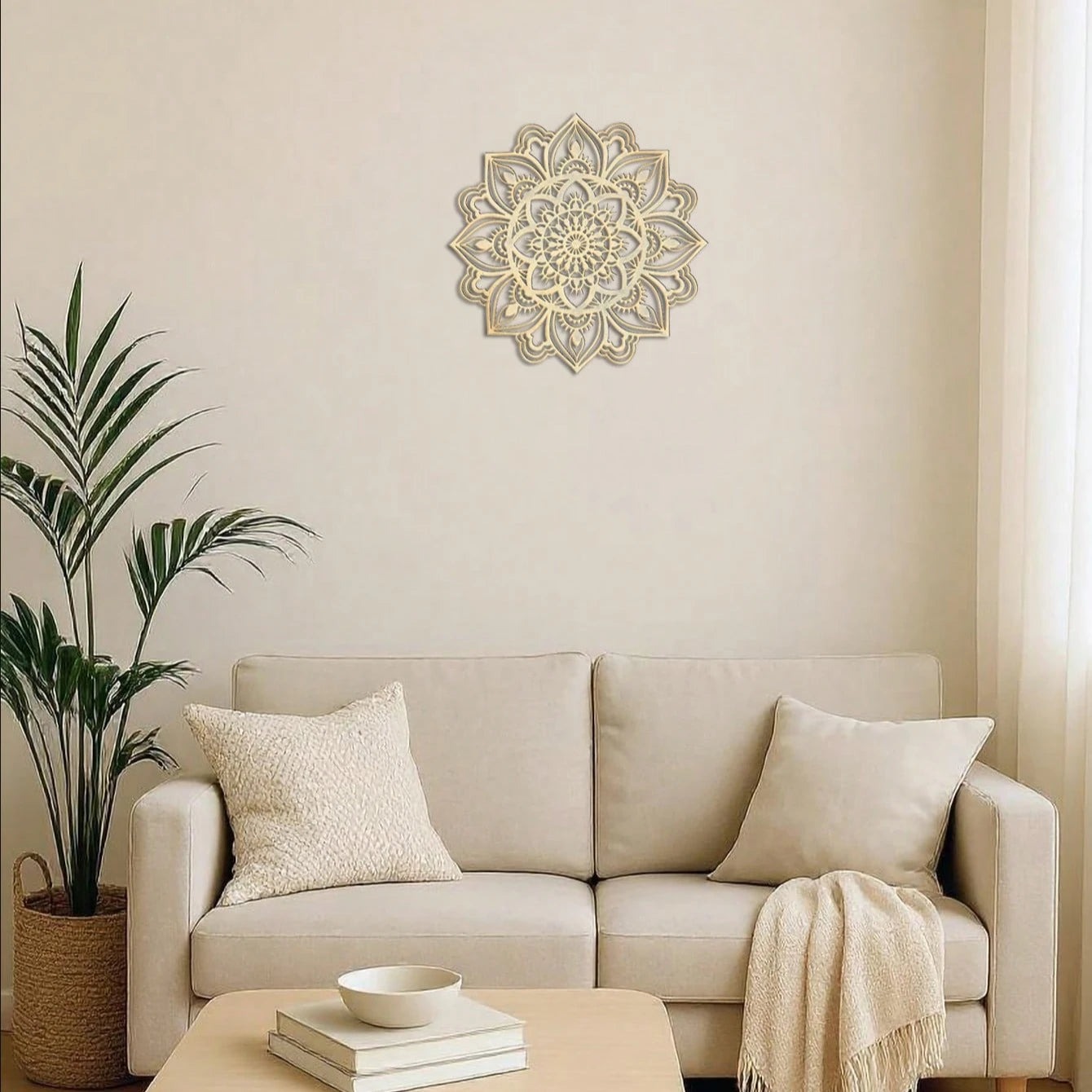 Gold Metal Wall Art Decor – Intricate Mandala Design: Versatile Hanging for Bedroom, Living Room, Study, Office & More