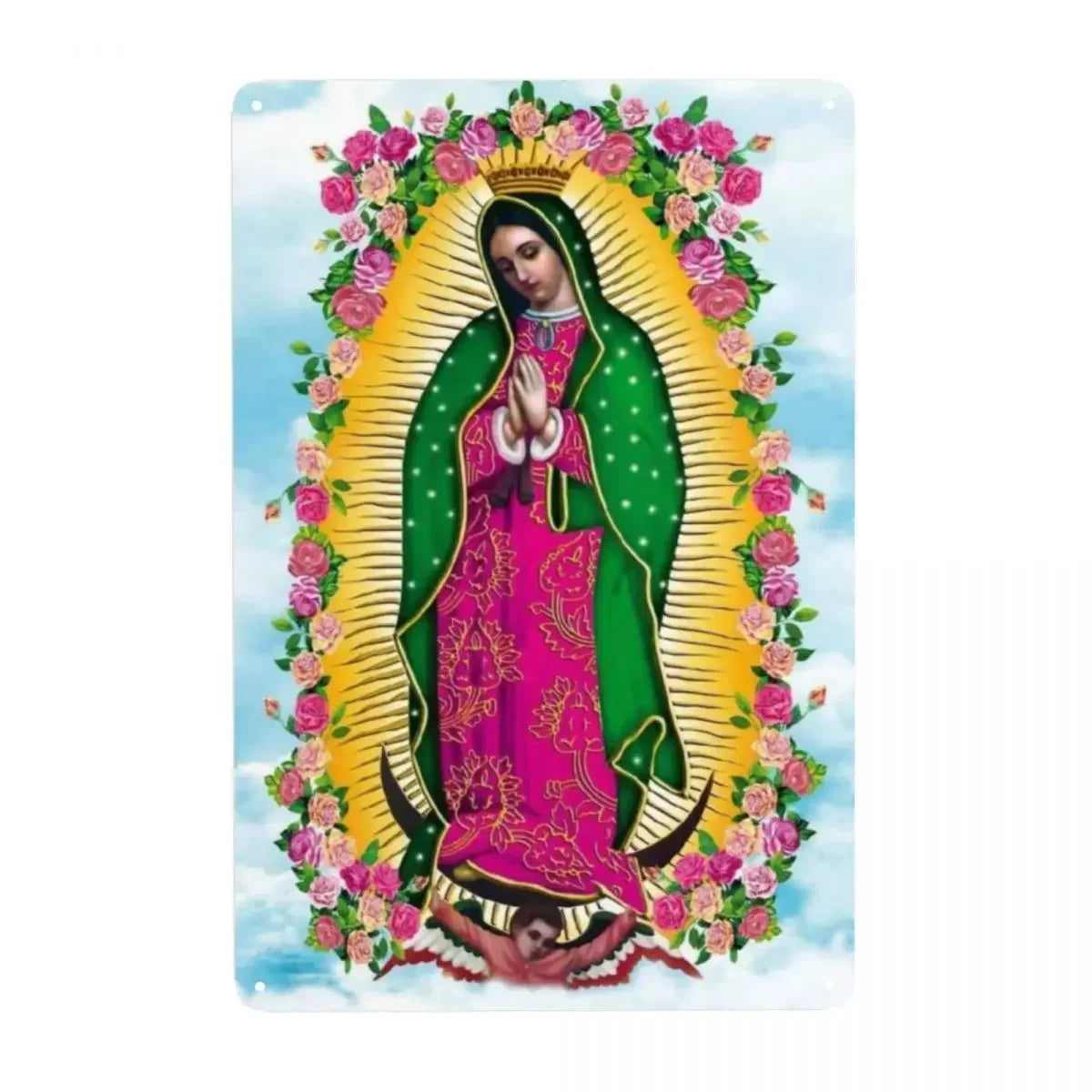 Retro Virgin Mary Of Guadalupe Metal Tin Sign - Custom Mexico Catholic Saint Plaque, Pub Cafe Yard Home Decor