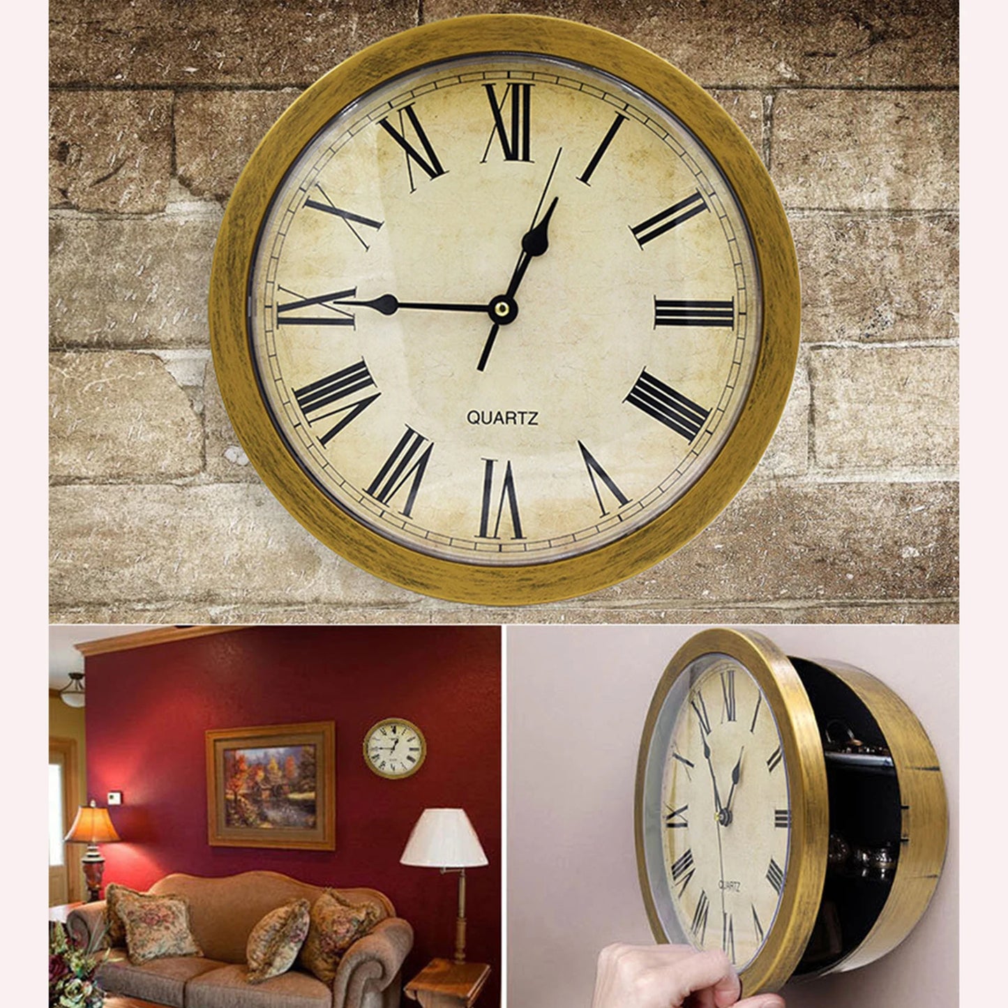 Safe Hidden Money Wall Clock Creative Jewelry Clock box for Living Room Storage with Secret Compartment Modern Home Decor