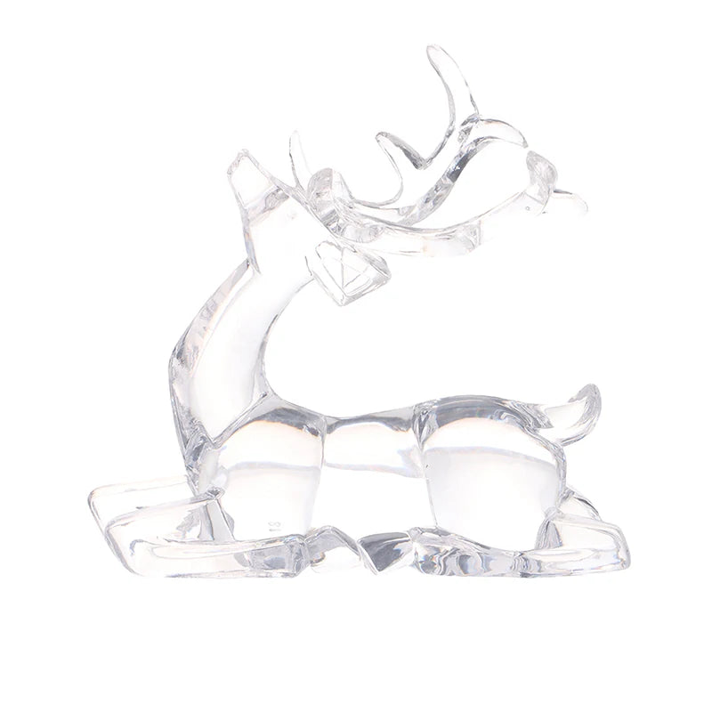 1Pc Crystal Deer Figurines Desktop Ornament Room Decor Transparent Elk Reindeer Sculpture Home Office Decoration