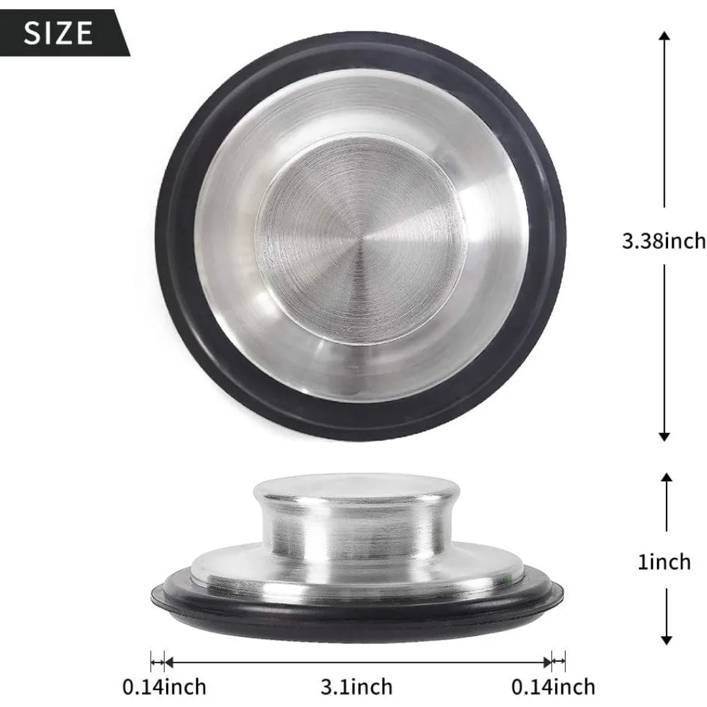 2 PCS Stainless Steel Kitchen Sink Stopper, Large Wide Rim 3.38" Diameter - Garbage Disposal Plug