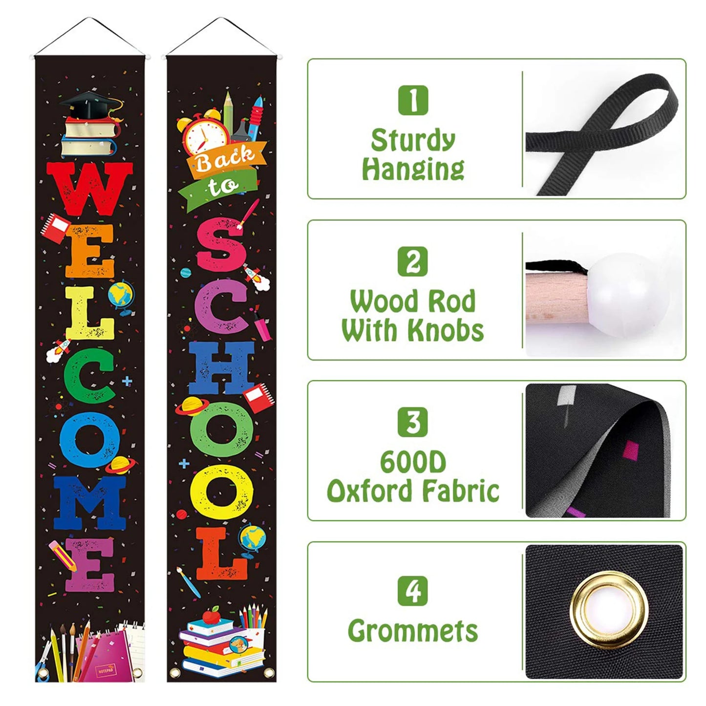 Rustic Back to School Wooden Sign with Hanging Rope for Classroom Front Door Decorations and Teacher Gifts