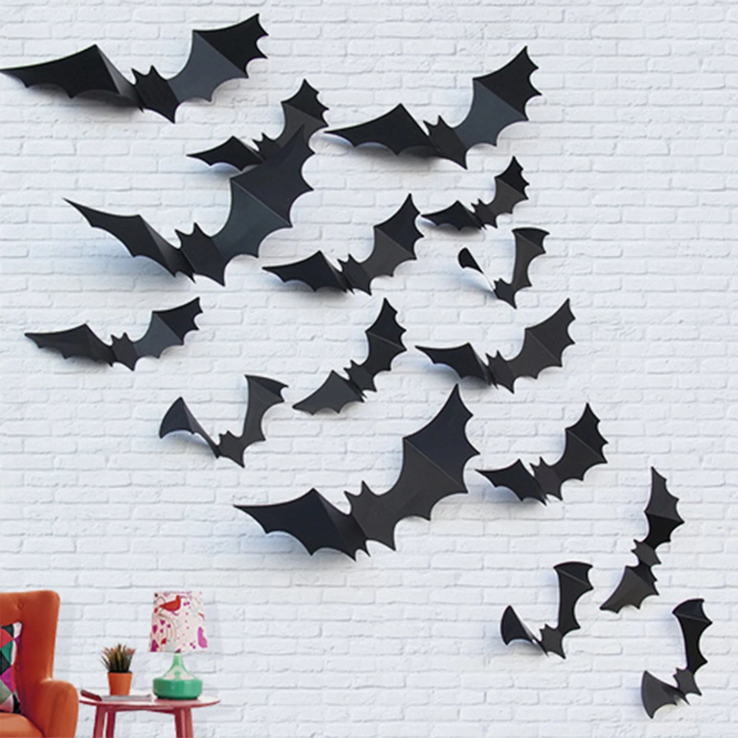 Halloween Party Supplies 20Pcs Spider Wall Stickers PVC 3D Scary Spider Decal for Indoor Haunted House Decorations