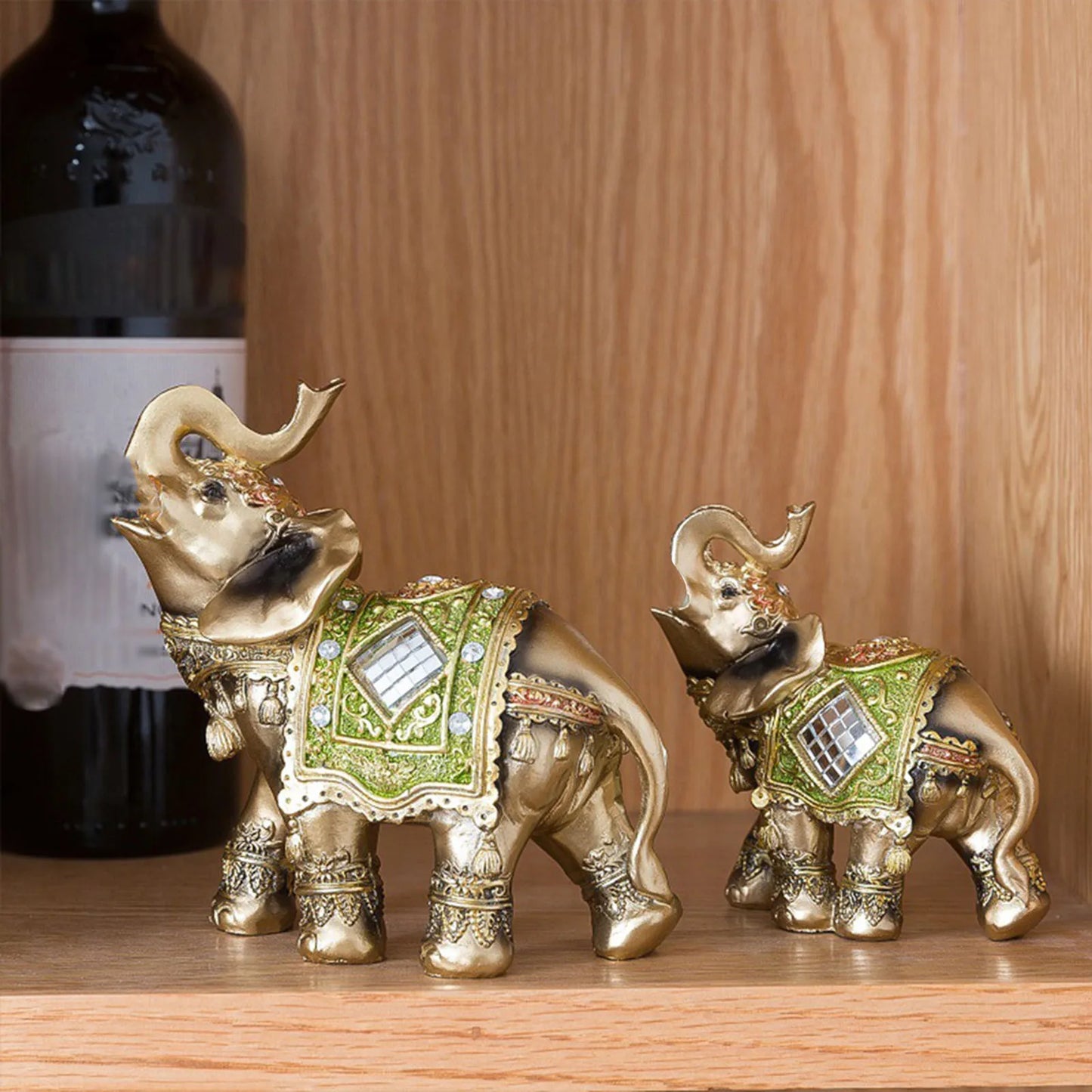 Lucky Elephant Decoration Statue Resin Elephant Ornaments for Living Room Bedroom Decor