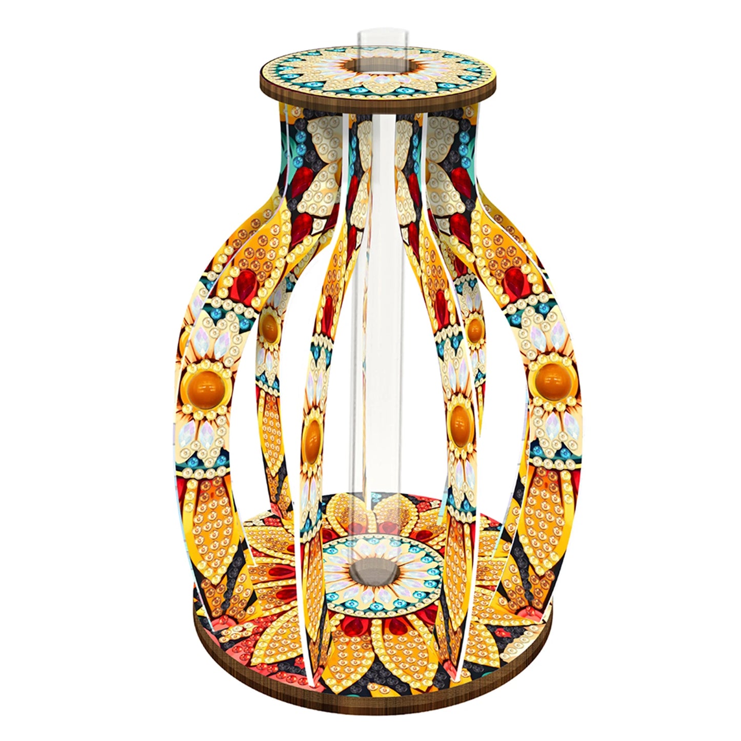 Wood Flower Diamond Painting Tabletop Ornaments Kit Desktop Diamond Art Kits Rhinestones Desktop Ornaments for Home Office Decor