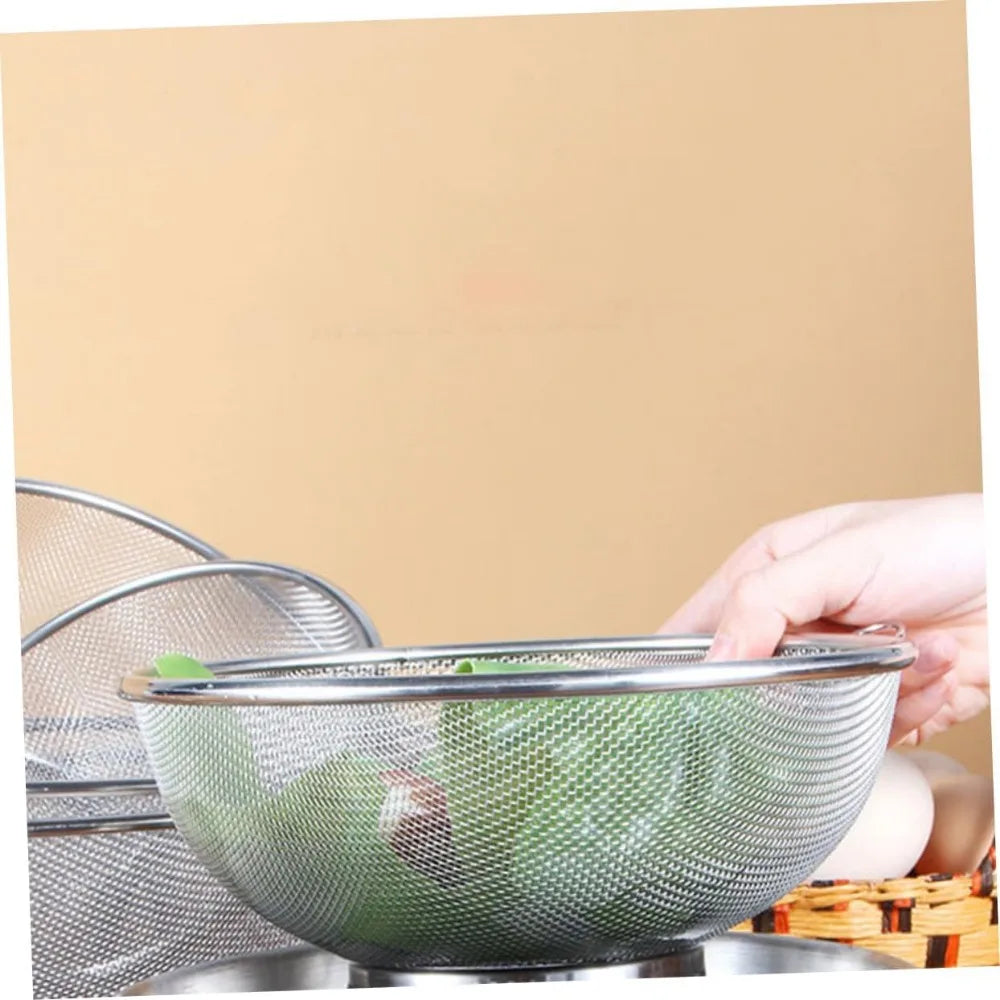 Stainless Steel Strainer Basket Vegetable and Fruit Drain Basket for Washing Rice Fine Mesh Design for Kitchen Use Compact and