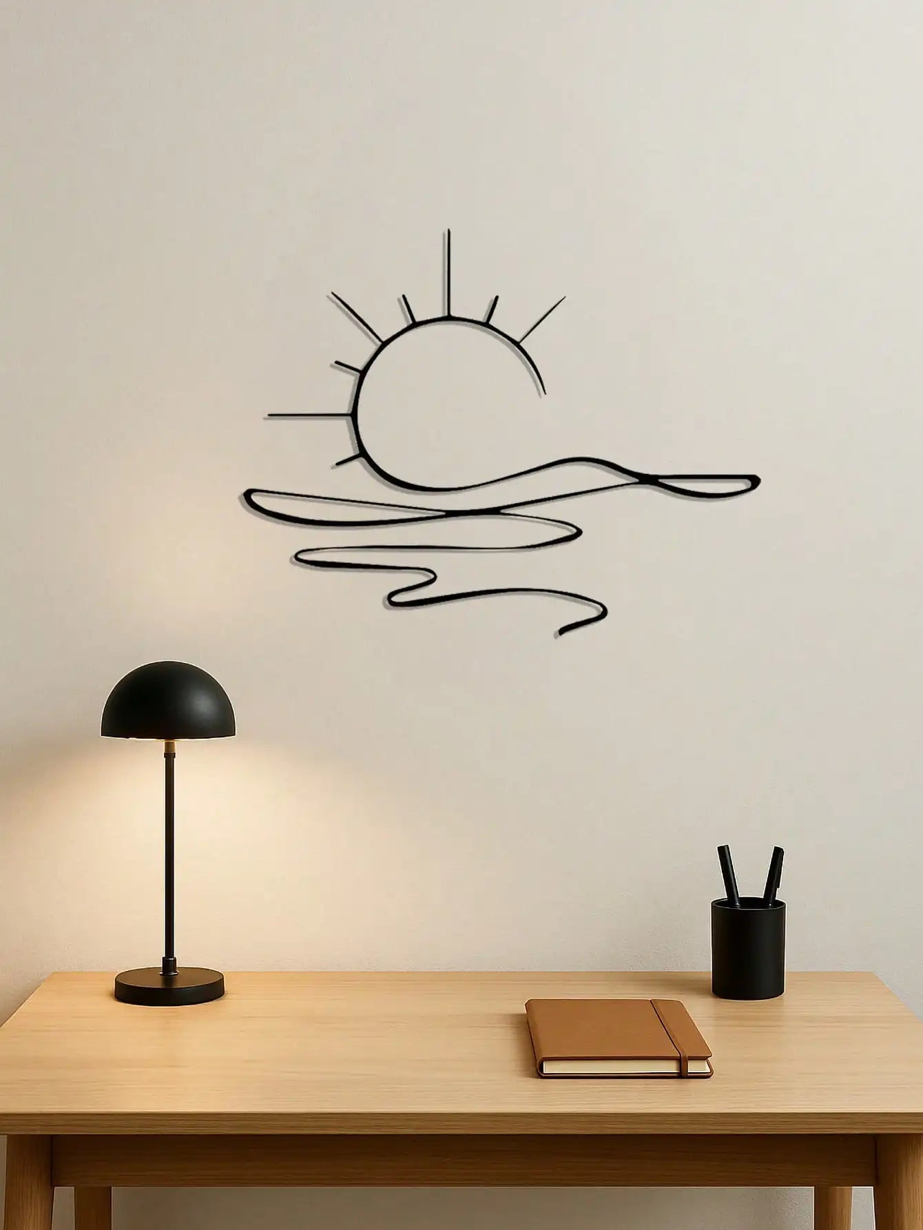 Minimalist Sunrise Metal Wall Art - Abstract Sun Line Wall Decor for Modern Home, Elegant Housewarming Gift Idea for Living Room