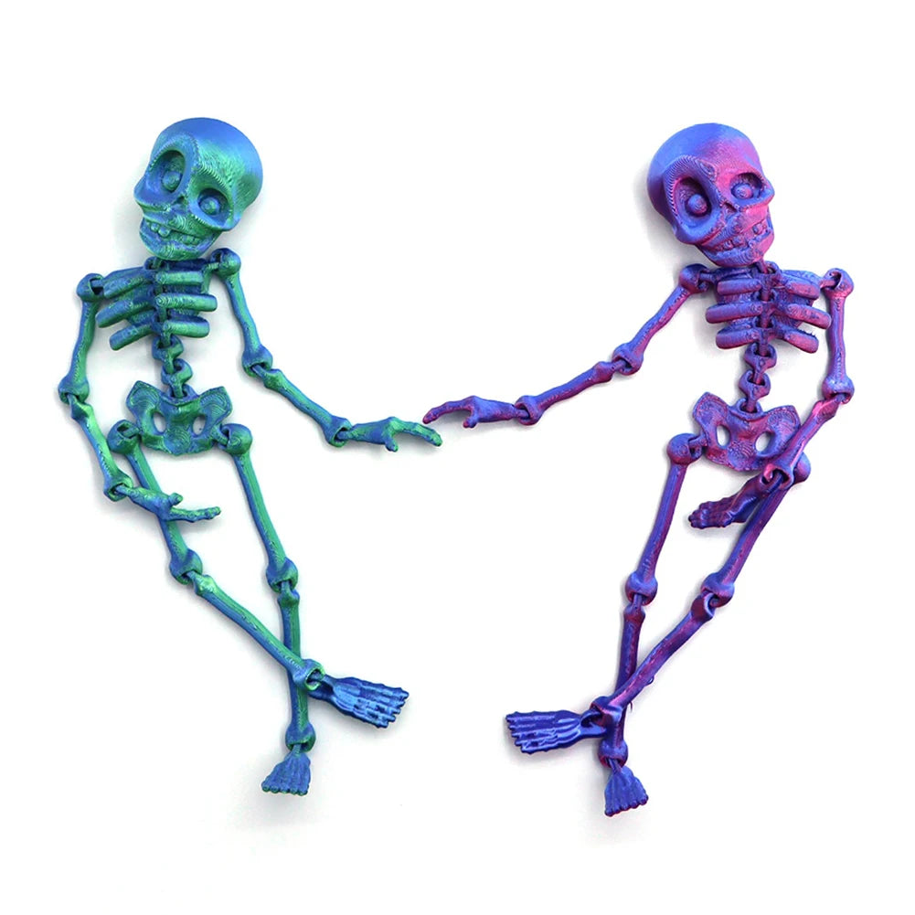 2/5PCS 3D Printed Skeleton Fridge Magnets with Movable Joints Cute Skull Fridge Magnets Home Kitchen Halloween Funny Decoration