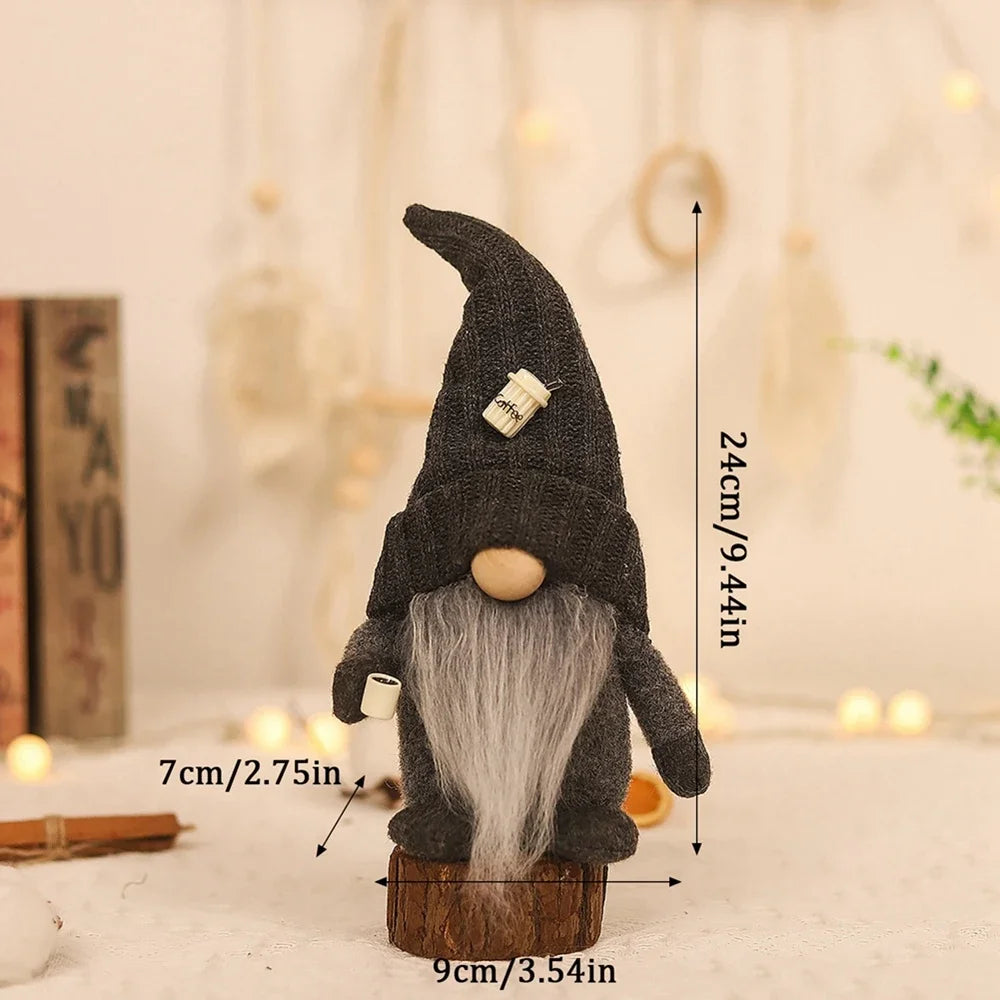 Coffee Gnome Doll New Year Christmas Plush Coffee Bar Decoration for Farmhouse Party Home Desktop Christmas Faceless Plush Dolls