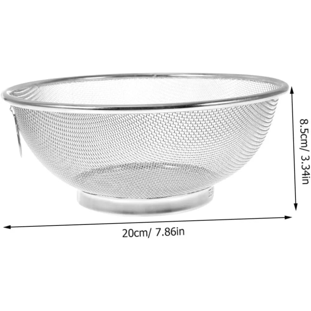 Stainless Steel Fine Mesh Drain Basket for Washing Fruits and Vegetables Non-deforming Strainer for Kitchen Use for Food Prepar