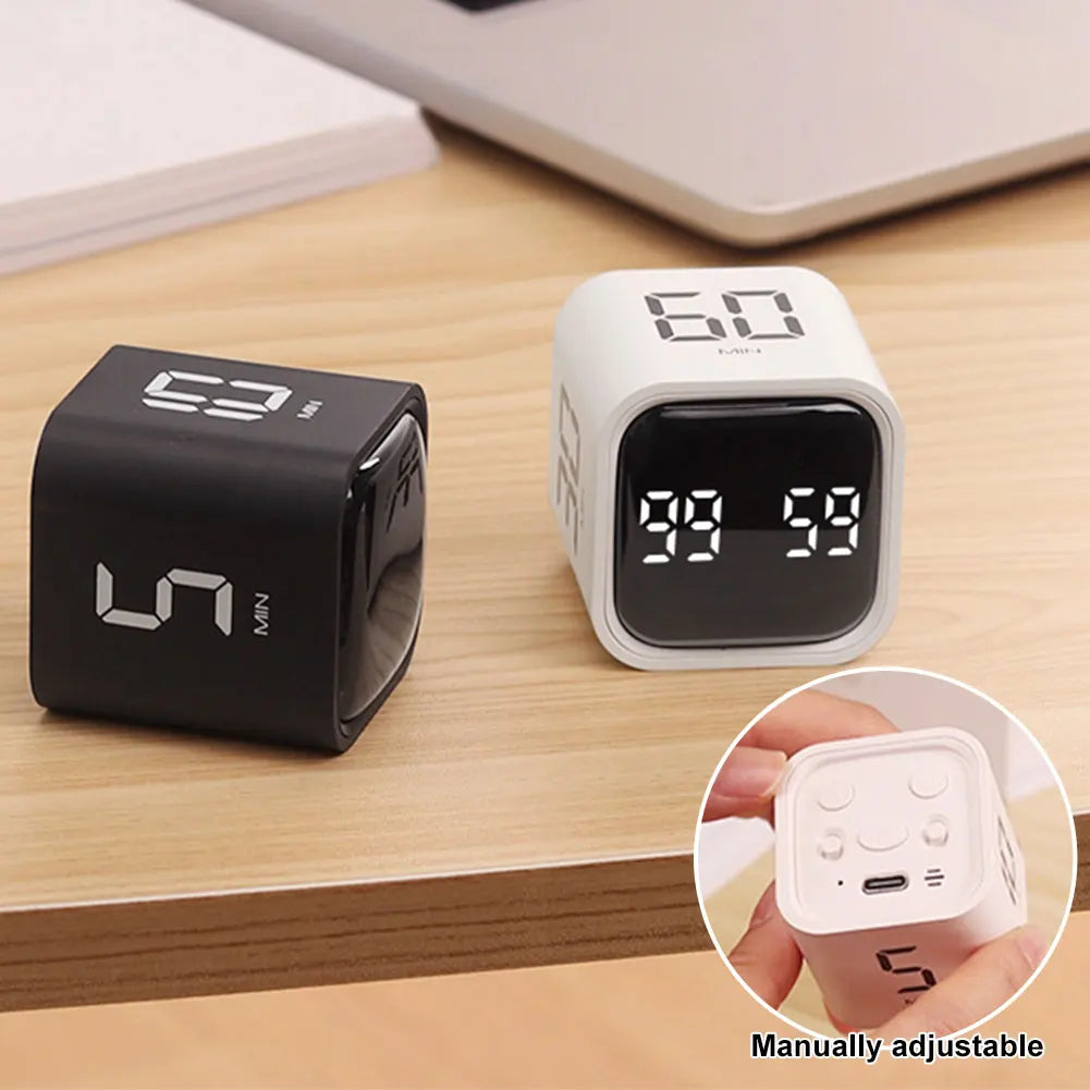 Productivity Cube Timer Mute Vibrate and Adjustable Sound Alert Mini Digital Timer Countdown Timer for Tasks Work Study Kitchen