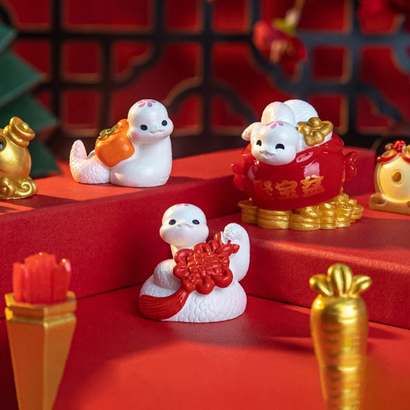 2025 Year Of The Snake Ornament Cartoon Lucky Snake Figurine Micro Landscape Car Interior Home Desktop Decoration