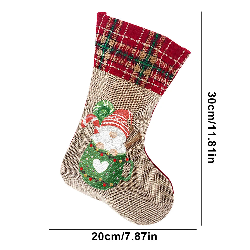 Christmas Decor Diamond Painting Stocking Snowman Diamond Xmas Fireplace Hanging Stockings Owl Pine for Family Party Decorations