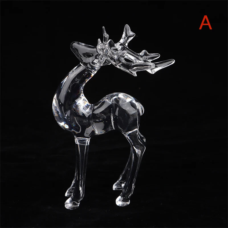 1Pc Crystal Deer Figurines Desktop Ornament Room Decor Transparent Elk Reindeer Sculpture Home Office Decoration