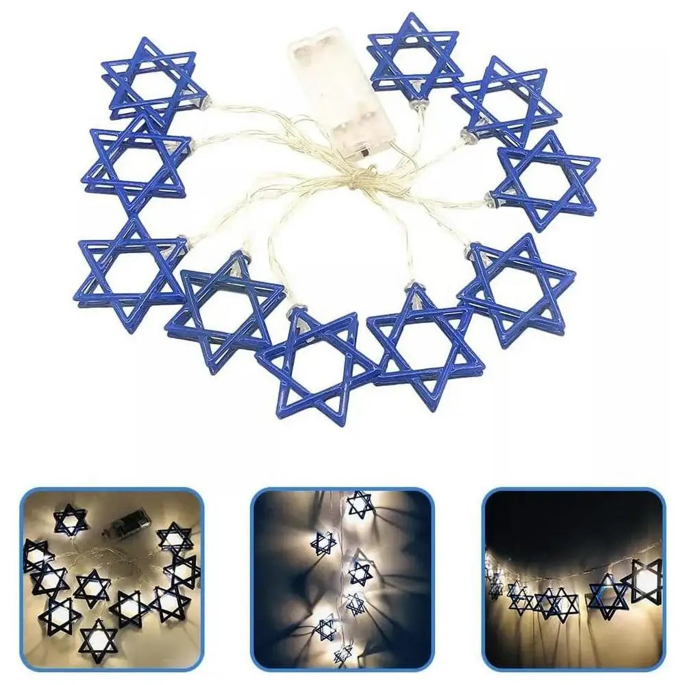 Hanukkah String Lights 9.84ft Chanukah Lights Decorations 20LEDs Chanukah Decor Battery Operated Blue Hanukkah Lights For Window