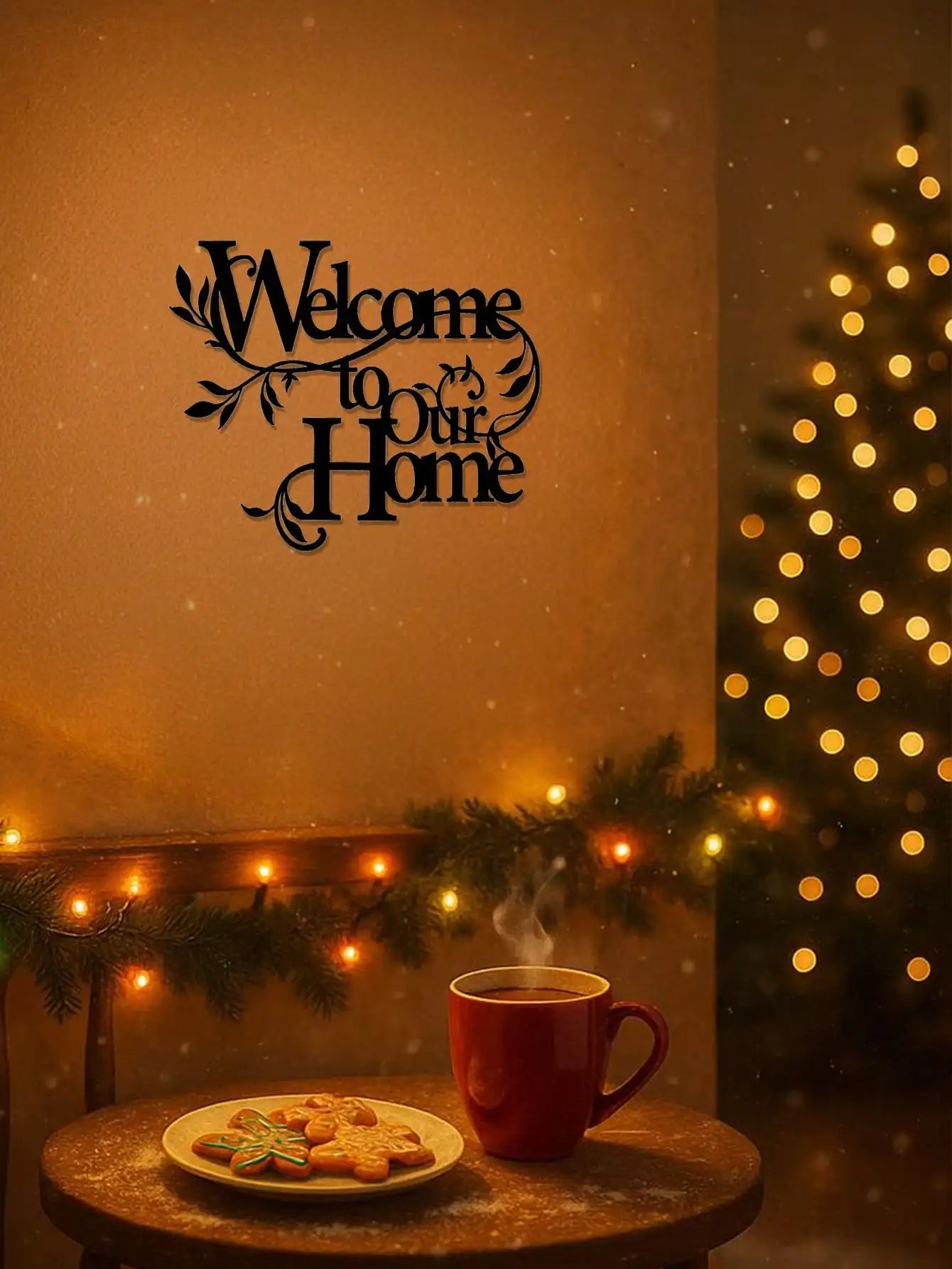 1PC Metal "Welcome To Our Home" Wall Sign - Decorative Pendant for Porch, Living Room, Garden Yard Gate
