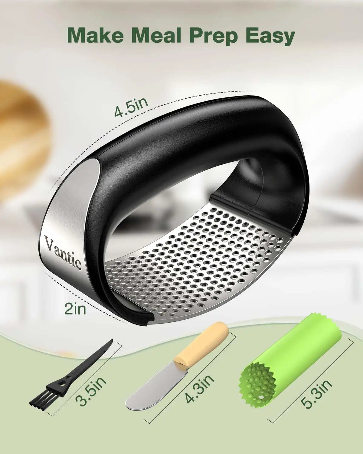 Garlic Press Rocker - Easy Squeeze Mincer & Crusher with Peeler, Effortless Kitchen Gadget for Fast Cooking, Dish Prep
