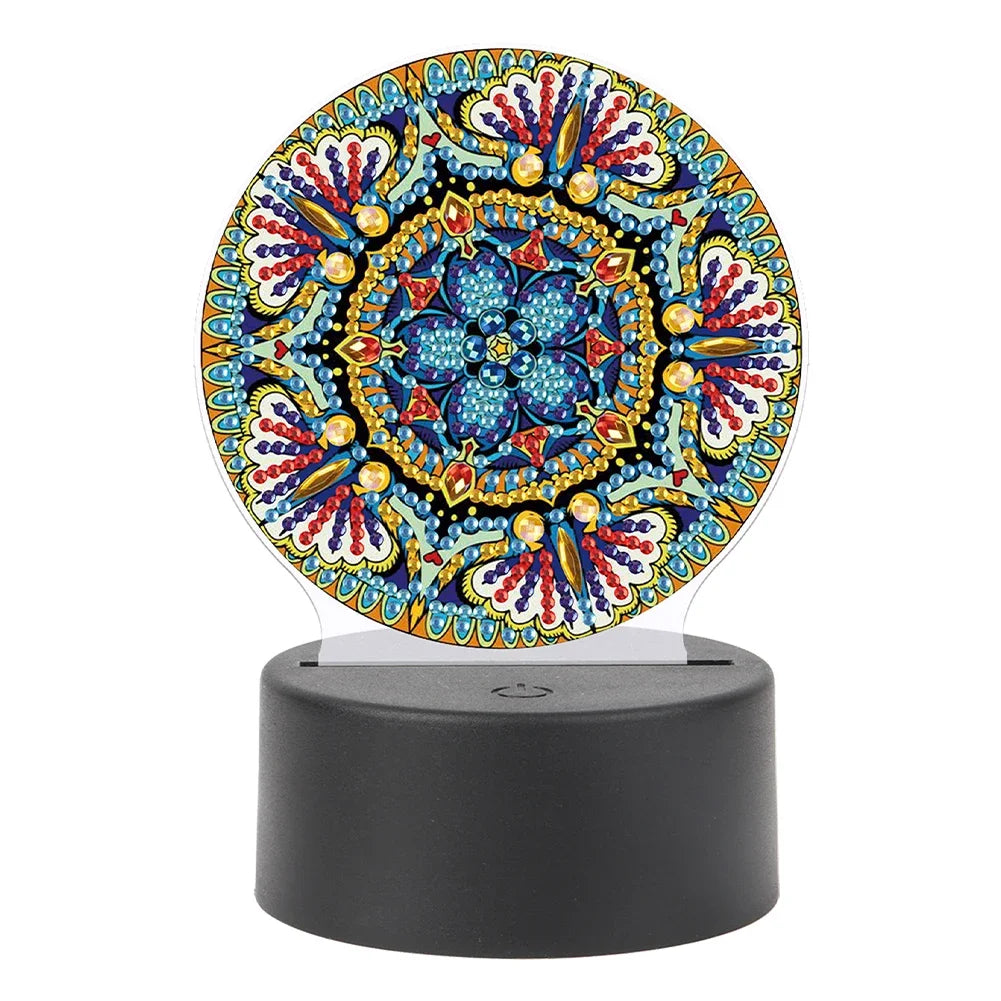DIY Diamonds Painting Animals Table Lamp Handmade Diamond Mosaic Lamp LED Diamond Embroidery Night Lamp for Office Desktop Decor