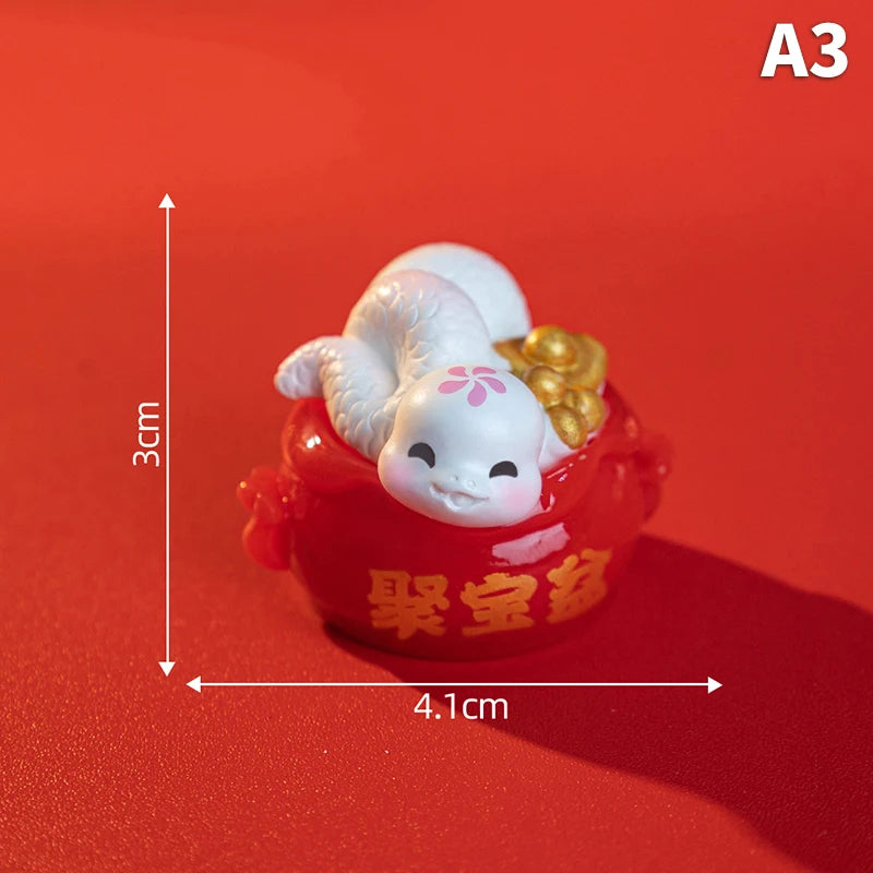 2025 Year Of The Snake Ornament Cartoon Lucky Snake Figurine Micro Landscape Car Interior Home Desktop Decoration