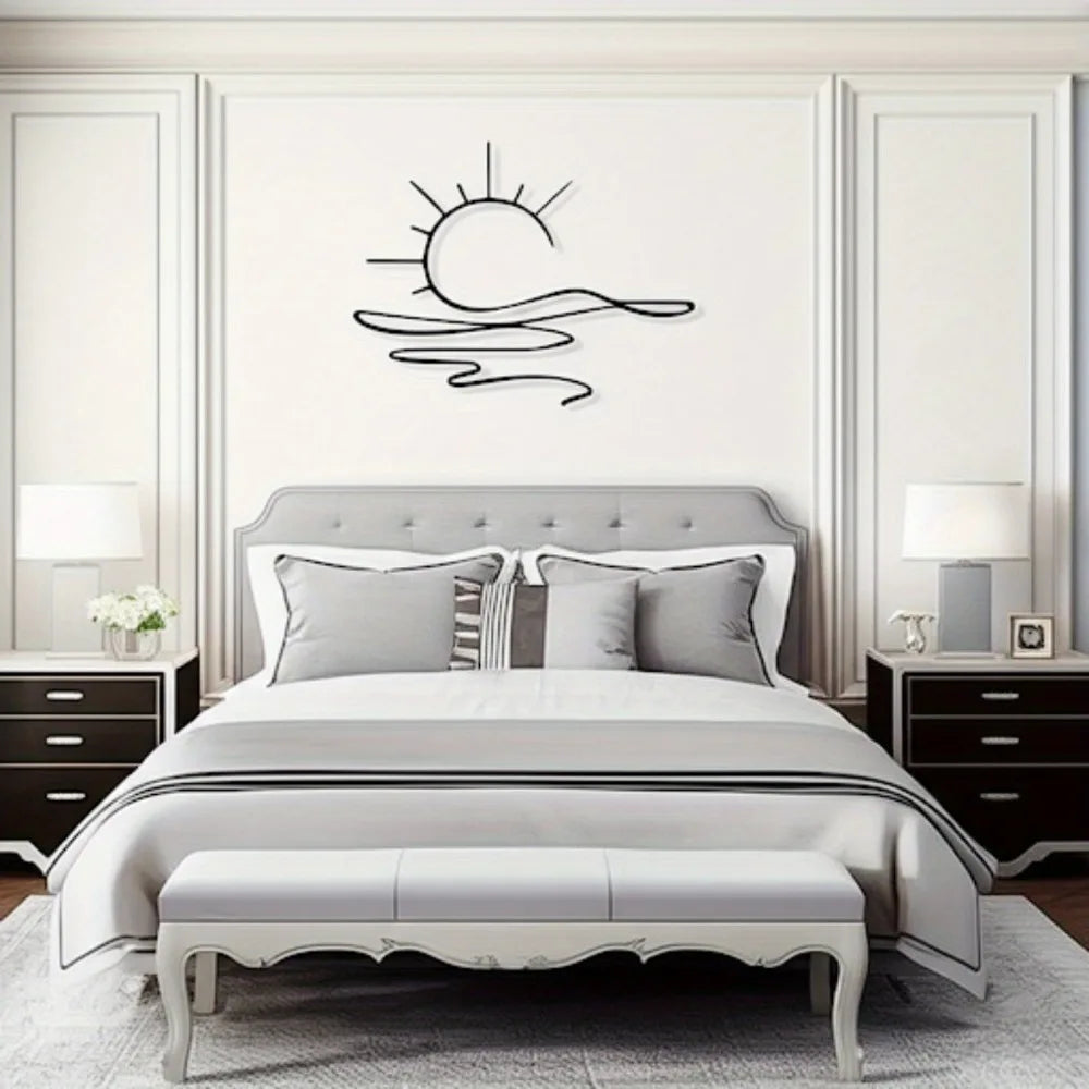 Modern Sunrise Iron Wall Art - Minimalist Metal Decor for Home & Office