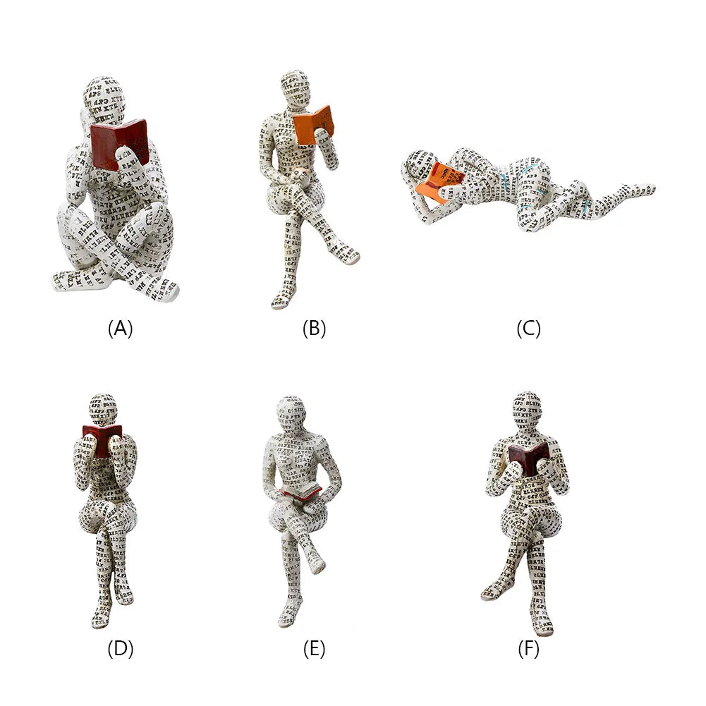 Reading Woman Statue Resin Sculptures Craft Home Room Desk Ornaments Decoration
