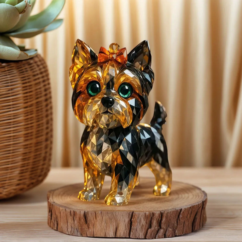 Creative Fake Crystal Resin Painted Animal Statue Mini Collectible Art Clear Statue Home Office Desktop Decoration Ornament