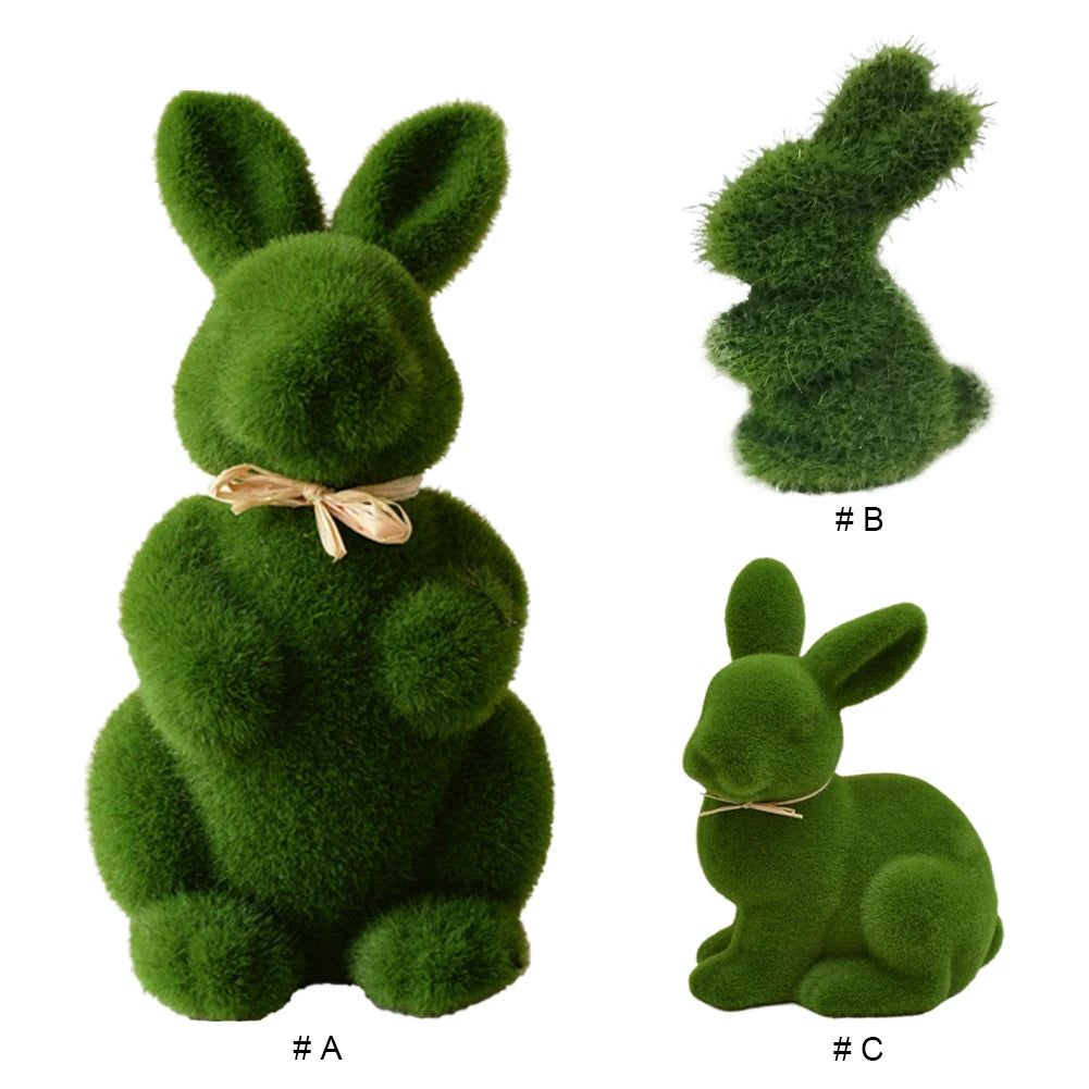 Easter Moss Rabbit Figurine Simulation Moss Foam Easter Bunny Decor Festive Decoration Easter Bunny Decor for 2024 Spring Easter
