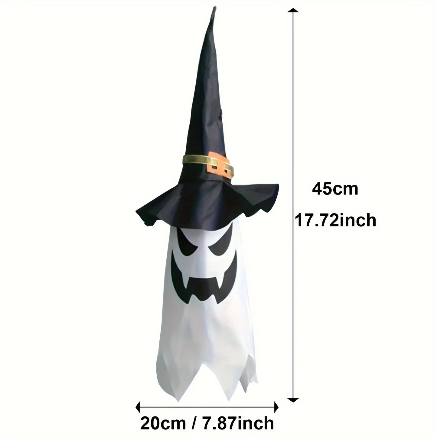 3pcs LED Ghost Lights, Halloween Wizard Hat Hanging Lamps, Plastic Battery-Powered Decorative Lights Spooky Outdoor Decor