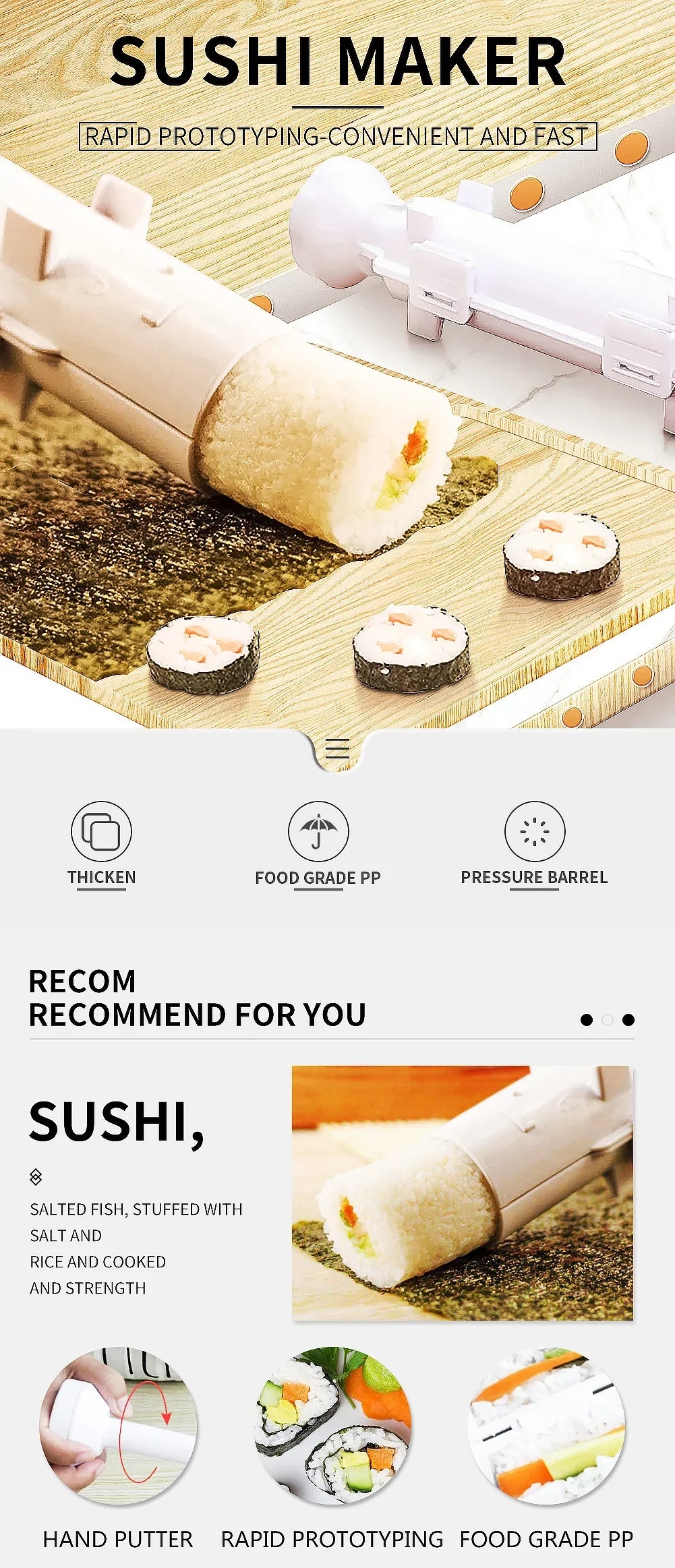 Quick Sushi Maker DIY Roller Rice Mold Meat Vegetable Rolling Mold Sushi Device Making Machine Bento Kitchen Accessories Gadgets