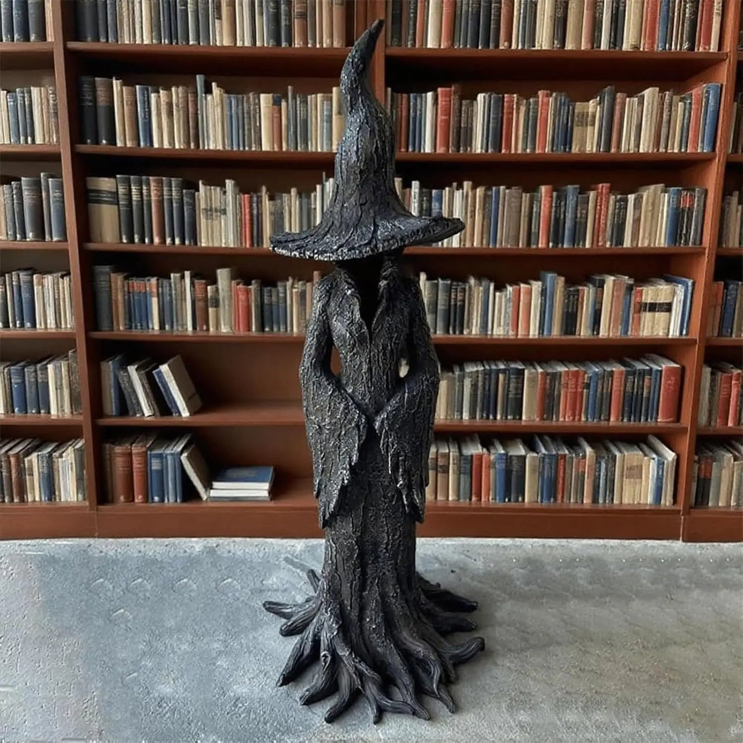 Cracker Barrel Witch Statue Gothic Halloween Resin Figurine Retro Magician Decor, Dark Fantasy Ornament, Festival Collectible