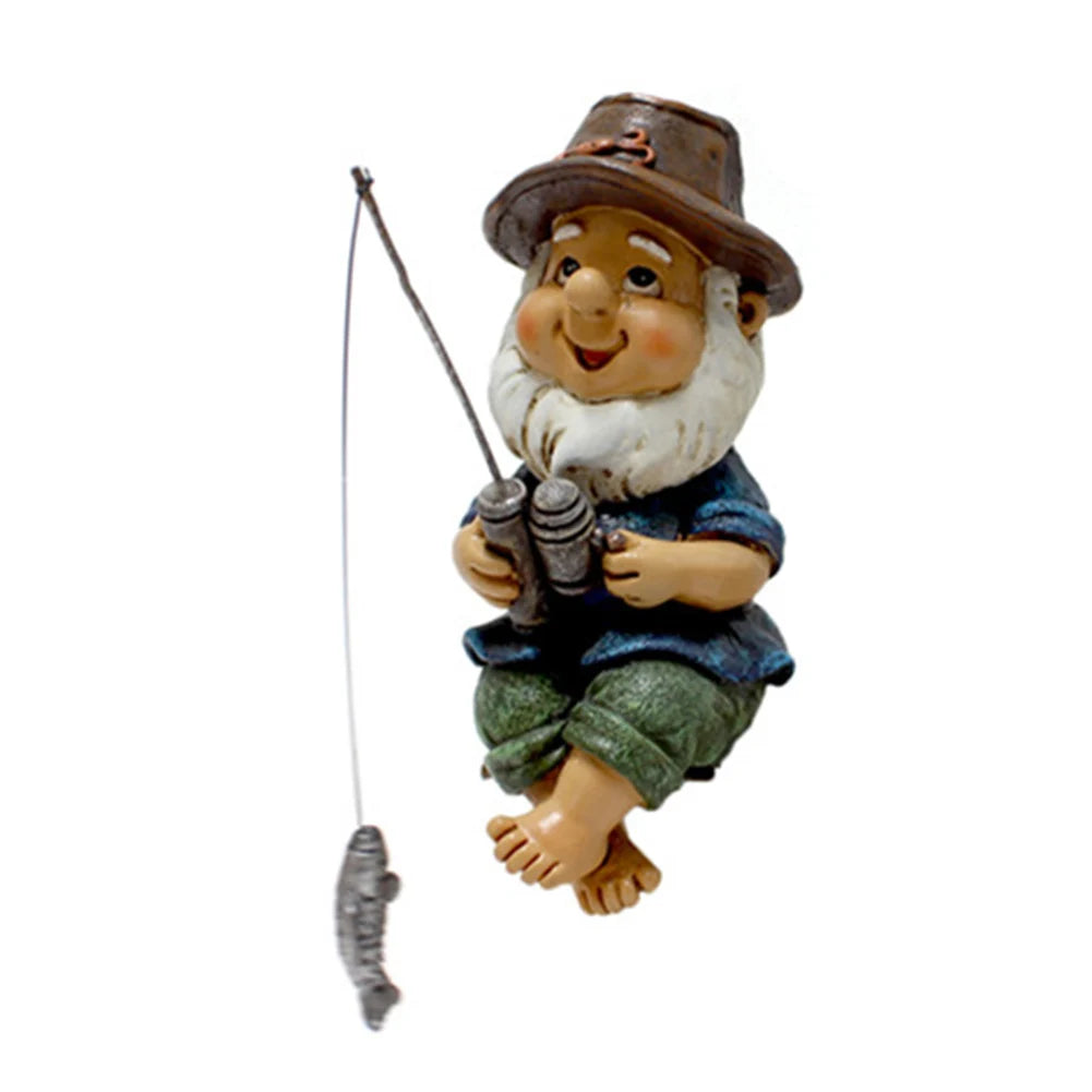 Creative Fishing Gnome Waterproof Fishing Dwarf Elf Figurines Sun Protection Ingenious Design for Outdoor Home Garden Yard Decor