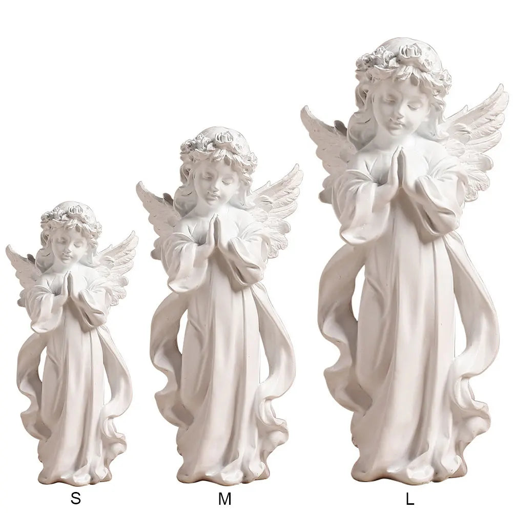 Praying Angel Figurine European Style Cute Angel Ornaments Waterproof Desktop Angel Decor Outdoor Garden Decor
