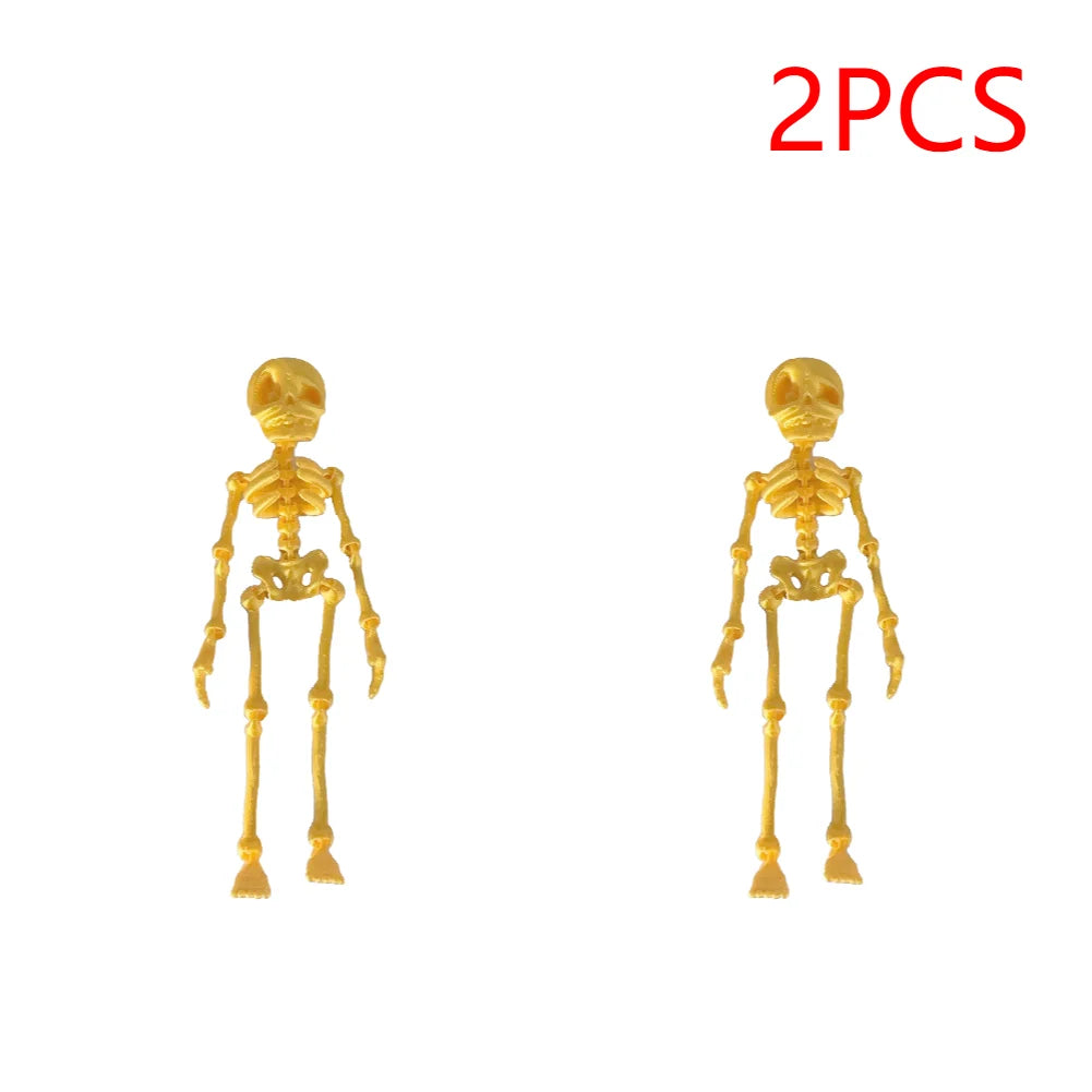 2/5PCS 3D Printed Skeleton Fridge Magnets with Movable Joints Cute Skull Fridge Magnets Home Kitchen Halloween Funny Decoration