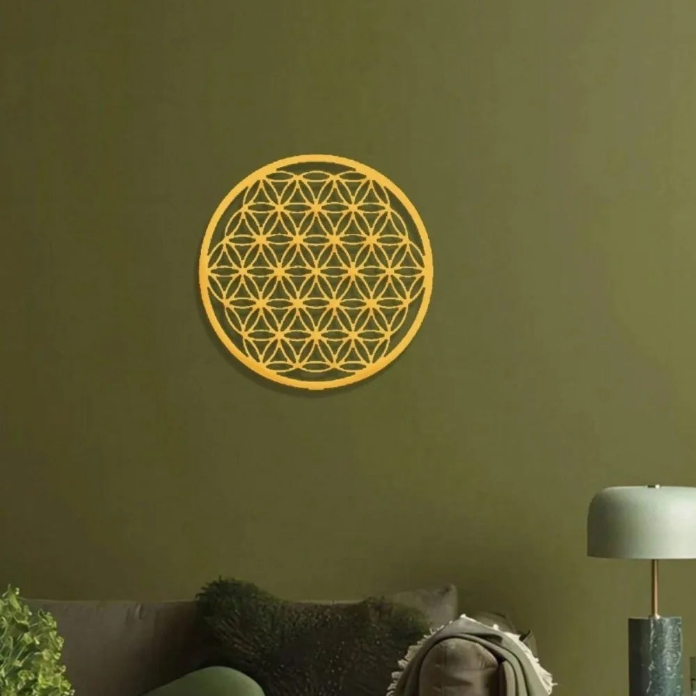 Flower of Life Metal Wall Sculpture - Elegant Lotus Decor Above-Couch Art for Living Room & Bathroom Perfect Housewarming Gift