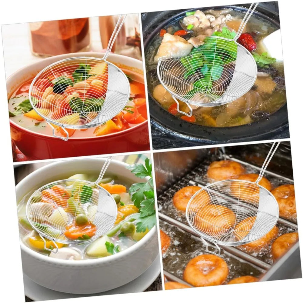 1pc Stainless Steel Skimmer Ladle Portable Colander Spoon for Cooking Efficient Oil Strainer Convenient Hanging Hook for Home R