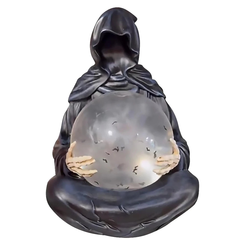 The Death God's Crystal Ball Lights Gothic Liquid Motion Water Glitter LED Light Grim Reaper Water Globe Halloween Home Decor