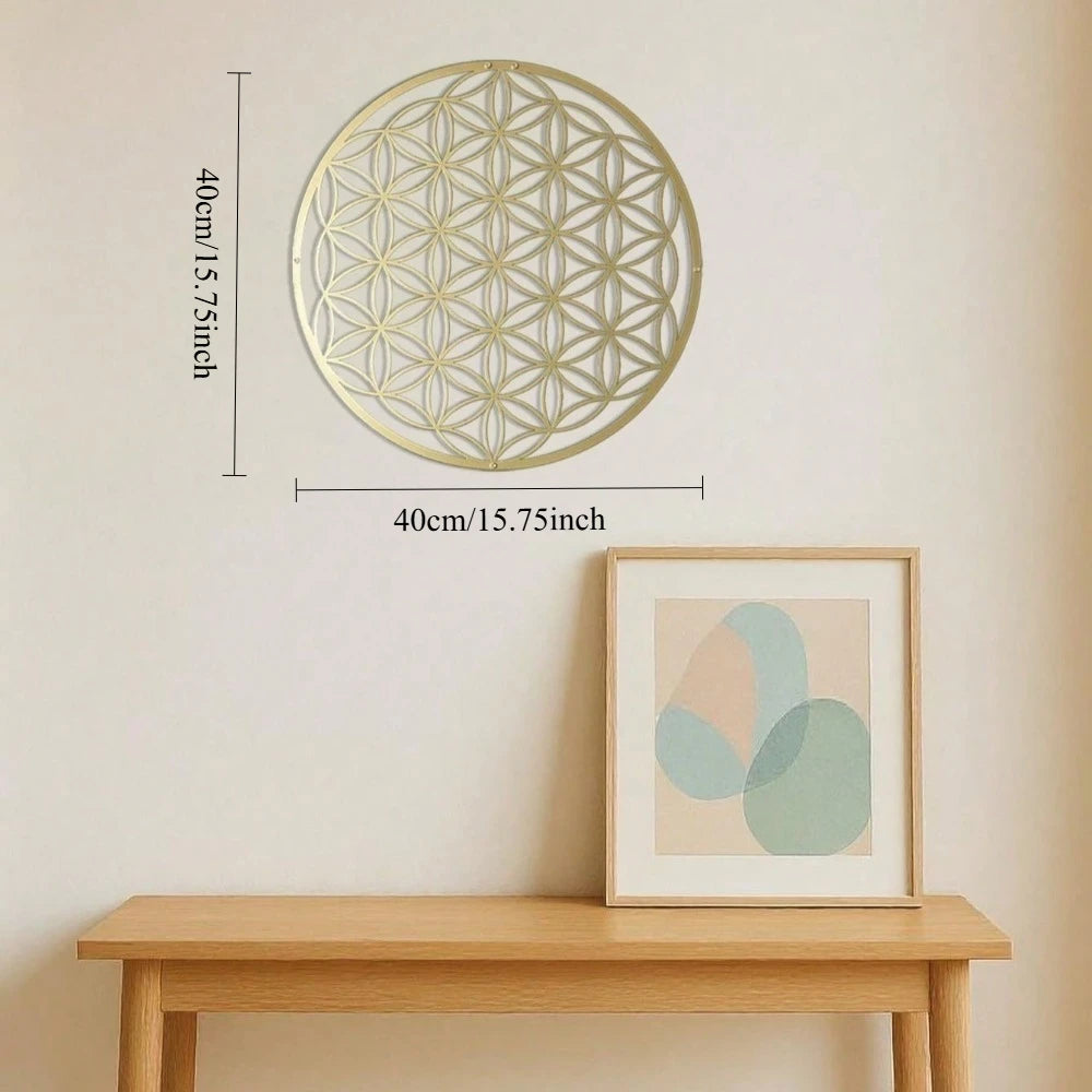 Flower of Life Metal Wall Sculpture - Elegant Lotus Decor Above-Couch Art for Living Room & Bathroom Perfect Housewarming Gift