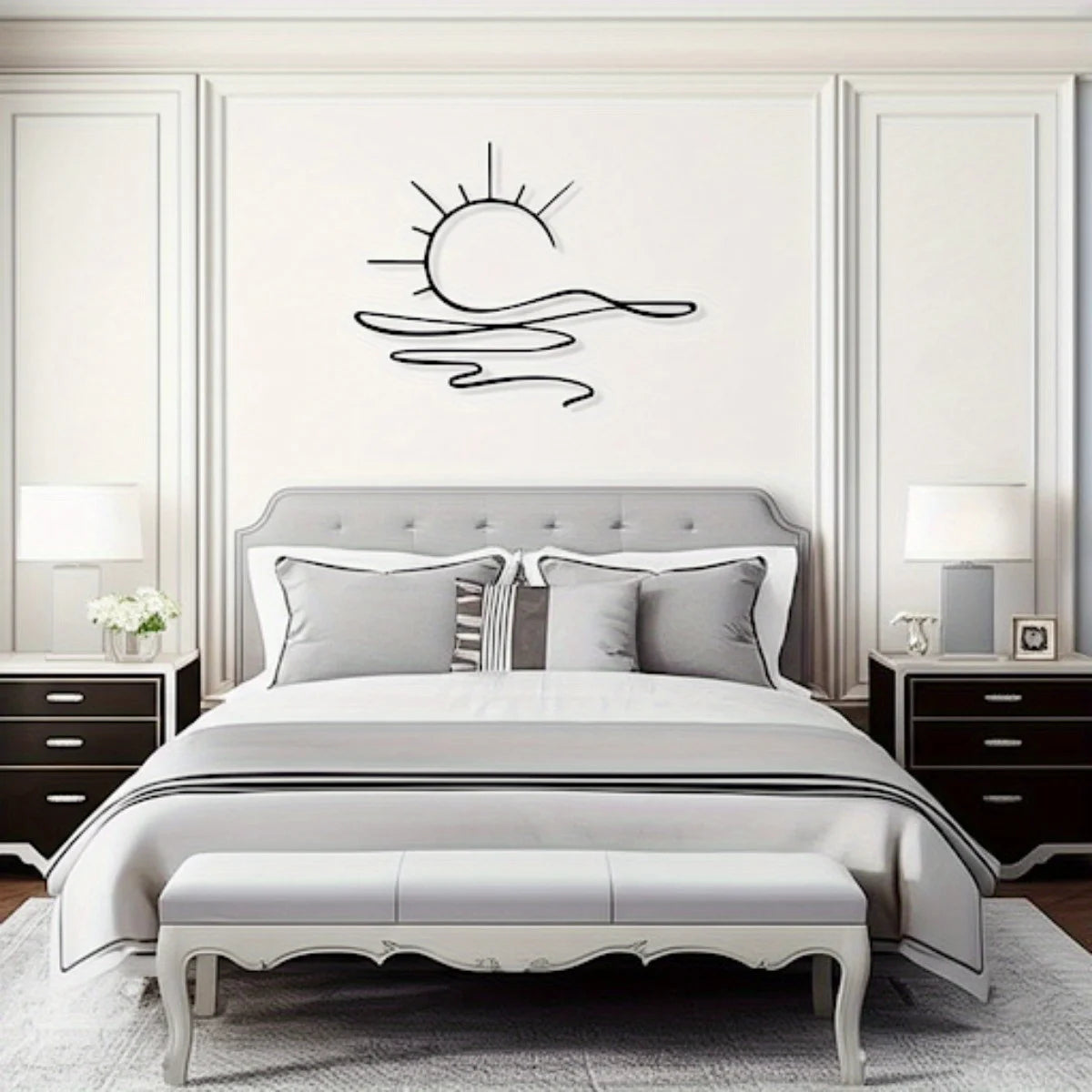 Modern Sunrise Iron Wall Art - Minimalist Metal Decor for Home & Office