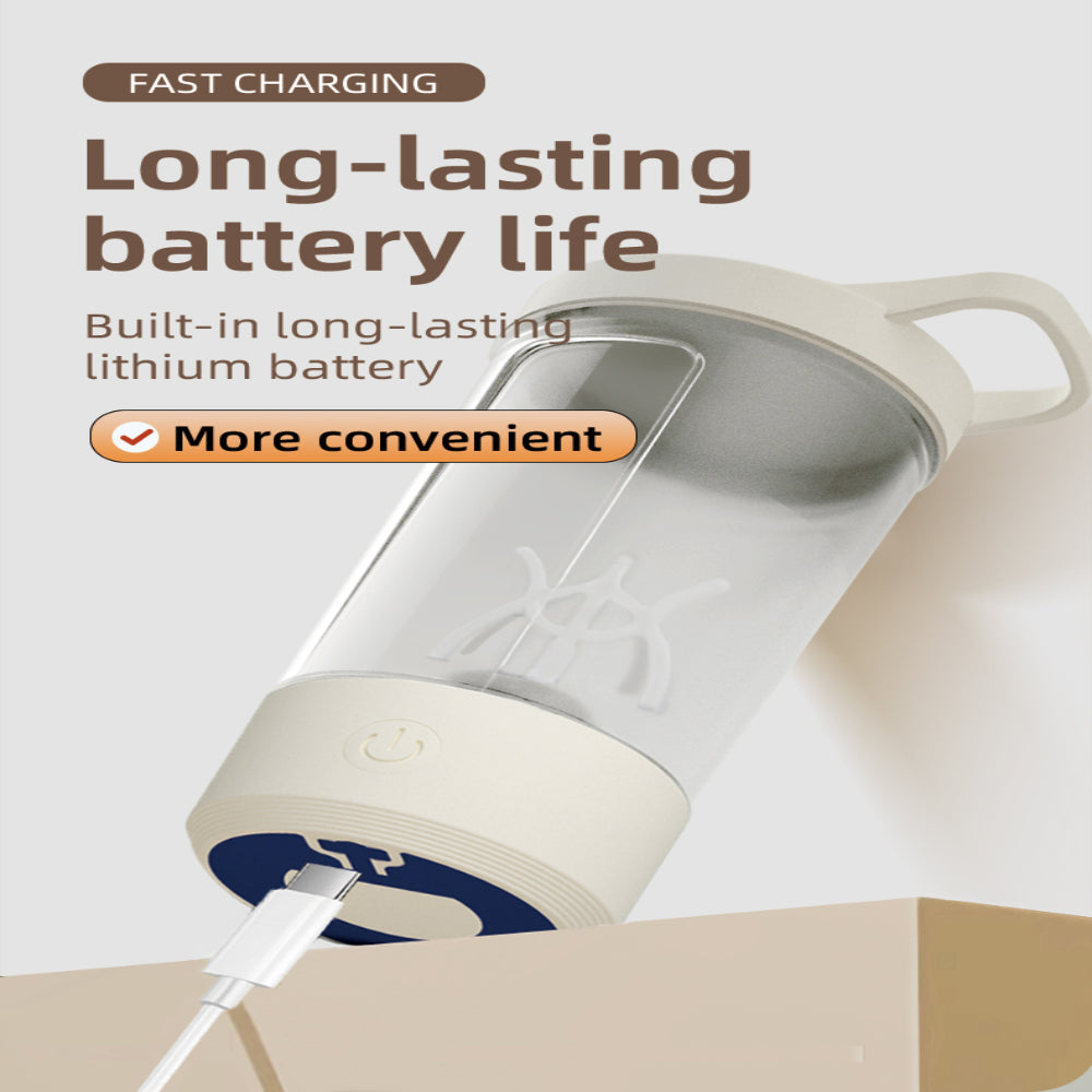 White 500ml USB-Powered Self-Stirring Mug with Lithium-Ion Battery for Fitness Drinks & Protein Shakes Kitchen Appliance